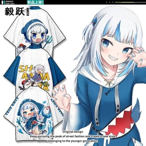 Women/Men Summer Casual Cool Streetwear hololive GawrGura Kimetsu no Yaiba 3D Printing Japa Anime Kimono Haori Yukata Cosplay