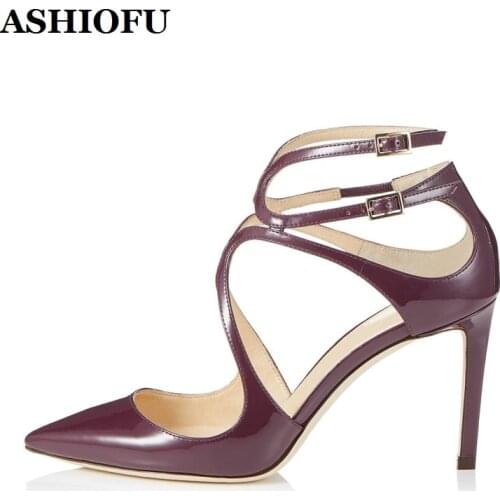ASHIOFU Handmade New Womens Stiletto Heels Pumps Foreign Trade Pointed-toe Party Dress Shoes Daily Wear Fashion Court Shoes