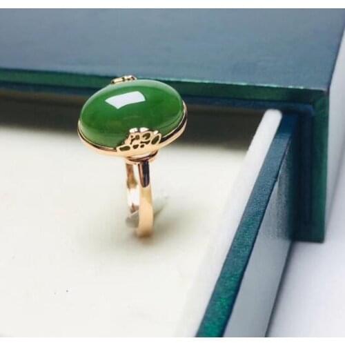 Genuine And Hetian Jade Ring Womens Accessories Original 925 Silver Inlaid Natural Jasper Egg Face