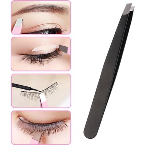 1 Eyebrow Tweezers Stainless Steel Facial Hair Removal Eyebrow Trimmer Eyelash Curler Cosmetic Beauty Makeup Tool