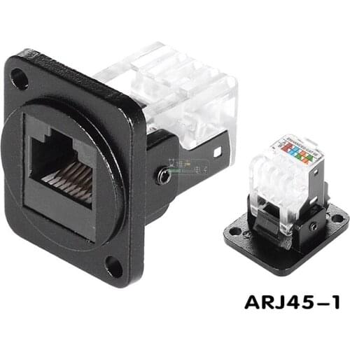 1Pcs Super Category 5 CAT5E cabinet network socket wiring crimping module 86 panel chassis D-type Ethernet ARJ45-1