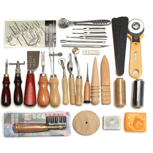 37/48/60pcs Optional! Leather Craft Tools Punch Kit Stitching Carving Working Sewing Saddle Groover