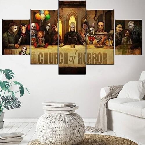 5 Pieces Wall Art Canvas Painting Christian Figure Poster Slash Supper Modern Living Room Home Frame Pictures Decoration