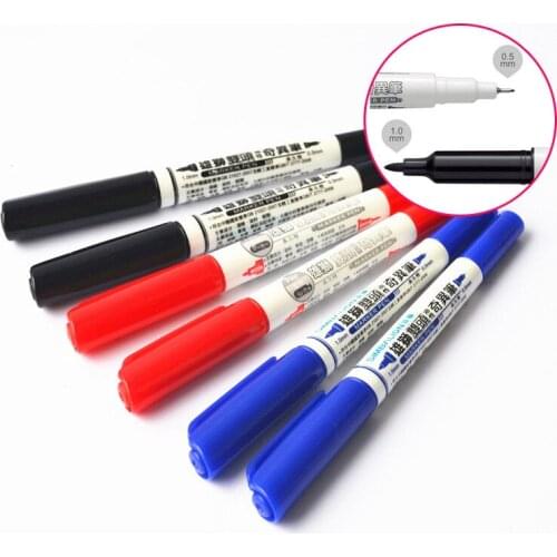 6pcs Permanent Markers Pens Fine Point Black Blue Red Ink 0.5mm and 1mm Art Pen for drawing Student Supplies