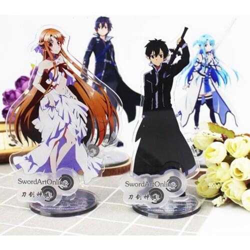 15CM Anime Sword Art Online Acrylic Stand Model Toys Asuna & Kirito Acrylic Action Stand Figure Decorations DIY Collectible Toys