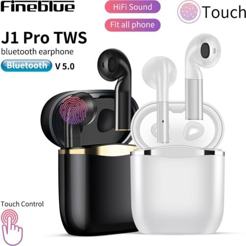 Fineblue Wireless Bluetooth Earphones J1 PRO TWS TOP APTX HD Headset Smart Sensor 8D Stereo Super Bass Earbuds Dual microphone