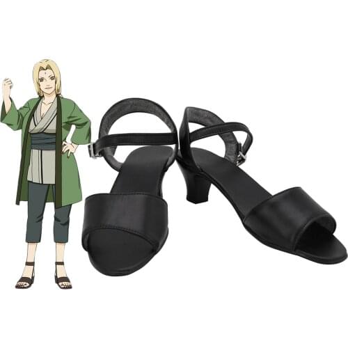 Anime Naruto Tsunade Cosplay Sandals High Heel Black Shoes Custom Made