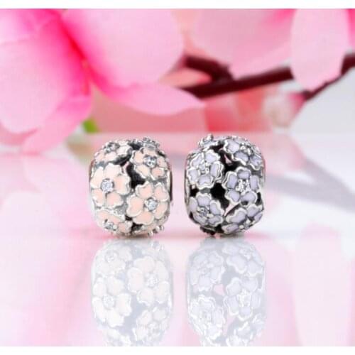 925 Sterling Silver Bead Fit Pan Bracelet Magnolia Beads DIY String Decoration Rose Gold