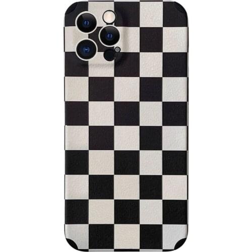 Fashionable Black & White Checkerboard Case for iPhone 12 Pro Max Back Phone Cover for 12 11 Pro Max X XS XR 8 7 Plus SE 2020