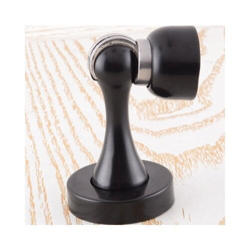 Fashion Black Zinc Alloy Magnetic Door Stop Stopper Holder Catch Floor Fitting With Screws For Family Home Etc