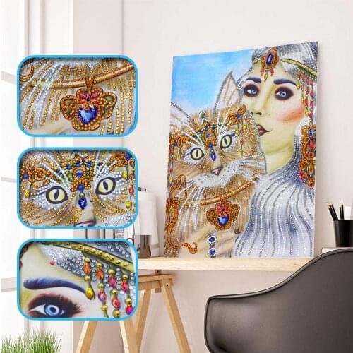 DIY Diamond Painting Special Shaped Drill Diamond Embroidery Girl And Cat Homemade Gift Crystal Rhinestone Diamond Painting