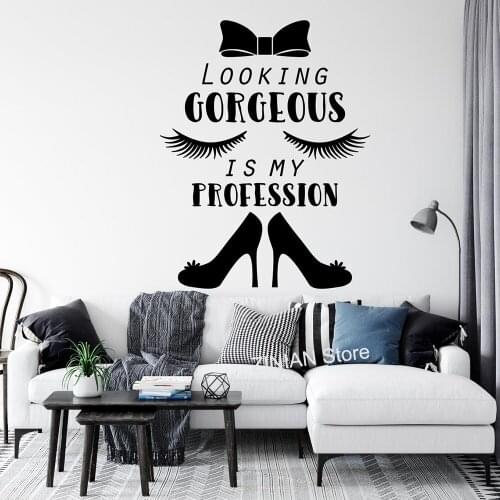 Home Decor Girls Room Wall Stickers Eyelashes Brows Vinyl Art Decals Mural Removable Beauty Nail Salon Posters Modern A566