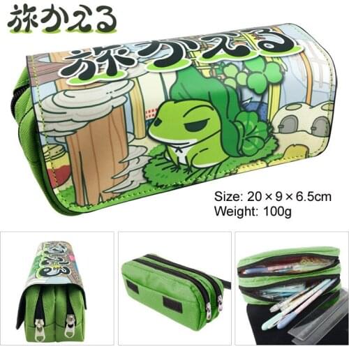 Travel Frog plush doll toy student pencil case frog pencil case student double zipper coin purse pencil case cute school supplie