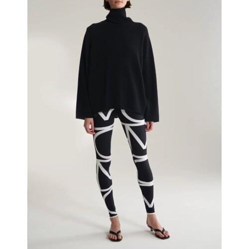 Elfwish 2019 Newest Woman Leon leggings negative monogram geometric printed Skinny Trousers