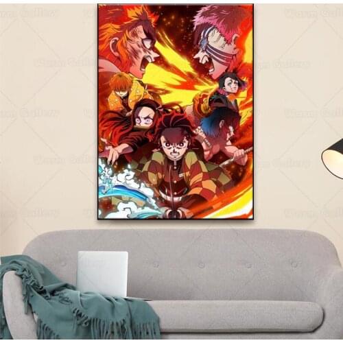 Kimetsu No Yaiba Anime Painting Posters and Prints Pictures Wall Art for Bar Bedroom Living Room Decoration Home Decor