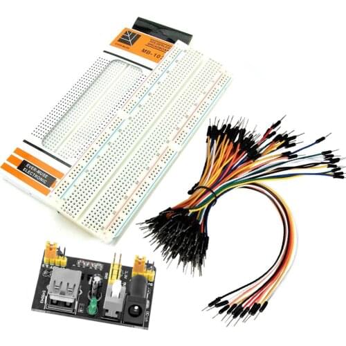 3.3V/5V MB102 Breadboard Power Module + MB-102 830 points Solderless Prototype Bread Board + 65 Jumper Wires for arduino kit