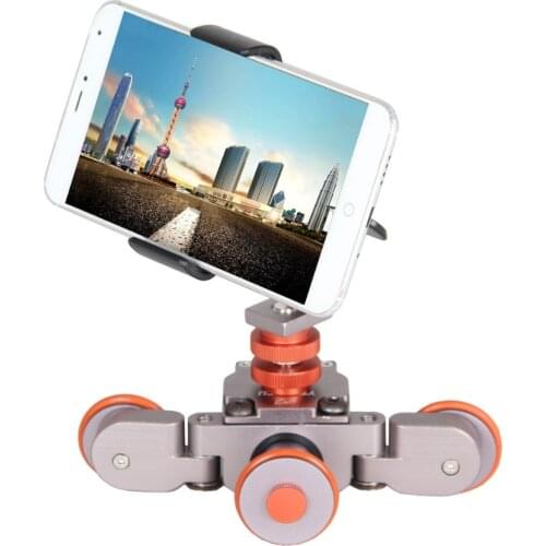 Mini Motorized Electric Track Slider Dolly Car 3-Wheel Video Pulley Rolling Skater for Cannon Nikon Sony DSLR Cam & Smartphone