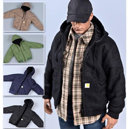 1/6 Scale Male Soldier Classic Retro Casual Trend Hooded Canvas Tooling Jacket 12'' Action Figure Toy Model Clothing Accessories