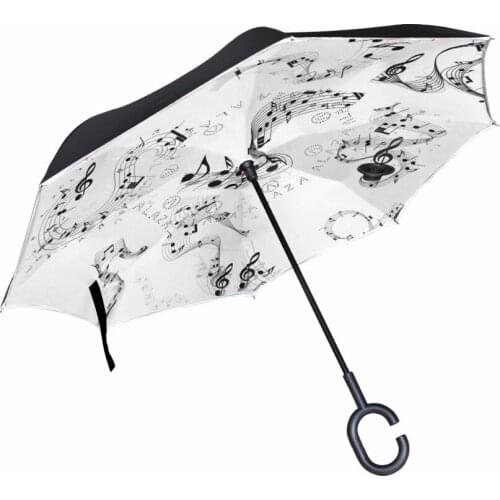 Music Note& Music Notation Reverse Umbrella Double Layer Long Handle Inverted Umbrella High Quality Creative Fashion Customized