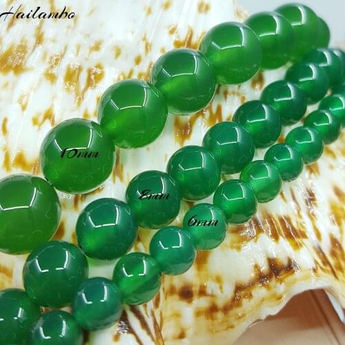 New Arrival 6mm 8mm 10mm Natural Green Agate Round Bead For Making Jewelry DIY Necklace Bracelet Loose Beads Strand LS09