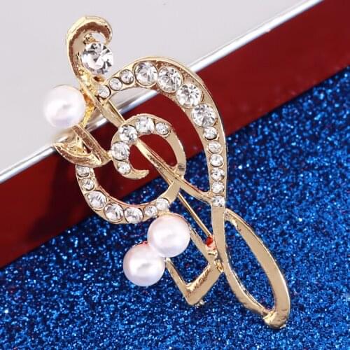 New Korean Fashion Elegant Notes With Rhinestone Brooch Men And Women Suit Brooch Silk Scarf Buckle Sweater Brooch Coat Pin