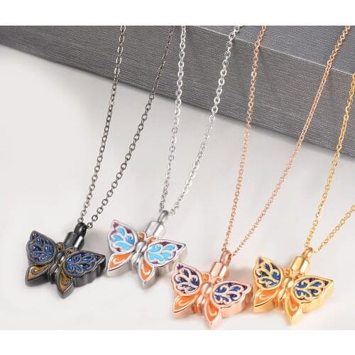 Butterfly Shape Necklace Ash Holder Urn Pendant Stainless Steel Cremation Memorial Keepsake Jewelry Droshjipping