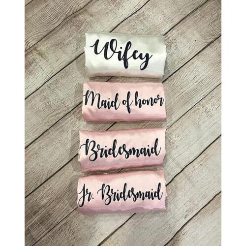 Personalized title wedding Bride to be Bridesmaid satin pajamas robes bridal shower kiminos gowns gifts party favors