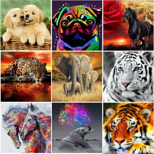 Full Round Diamond 5D Diamond Painting Animal Tiger Fox Diamond Embroidery Kit Mosaic Painting Diy Children
