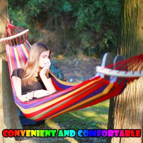 260*80cm portable Outdoor Survival Canvas Camping Hammock strap Bend Stick steady Hamak Garden Swing Hanging Chair Hangmat hamac