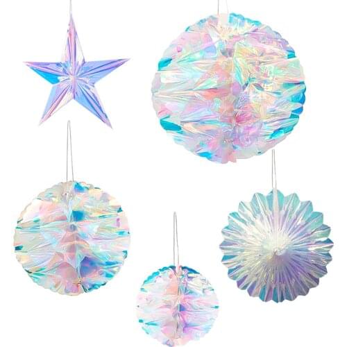 Rainbow Film Honeycomb Balls Festive Party Decoration Baby Shower 6 Inch /8 Inch /10 Inch Colorful Star Wedding Decorations