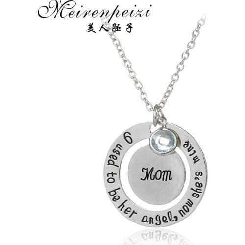 'I used to be her/his angle ,now she/he is mine' Lettering Pendant Necklace Mother Father Christmas Gift Necklace Jewelry