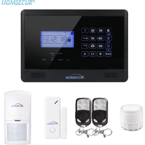 HOMSECUR LCD Wireless& Wired GSM Home Security Burglar Alarm System Kit With SOS Intercom PIR Remote Control YA09