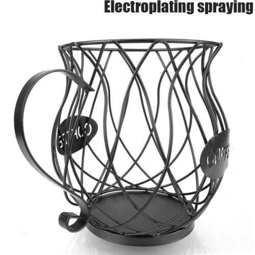 Storage Cup Anti-Rust Iron Art Electroplating Gold Spray Coffee Pod Organizer Holder Large Capacity Coffee Capsule Basket