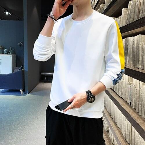 2021 Autumn Mens Sweatshirt Hip Hop Fashion Casual Hoodies Spring New Patchwork Pullover O-Neck Long Sleeve Tops Blouse Clothes