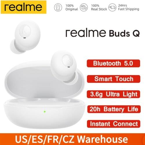 Realme Buds Q TWS Wireless Earphones Bluetooth 5.0 Headphone Open-up Auto Connection Headset Stero Bass Touch Control Earbuds