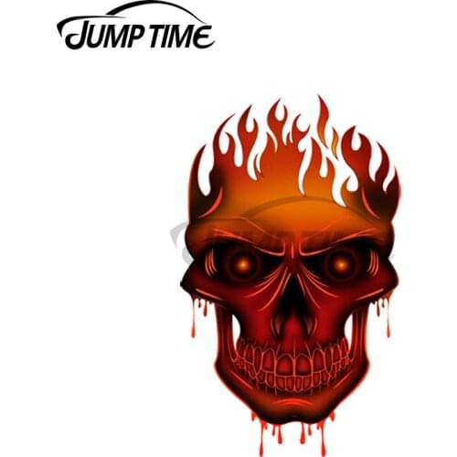 Jump Time 13 x 10.8cm For Flame Skull Funny Car Stickers Personality Laotop Car Styling Refrigerator Windshield Vinyl Decal