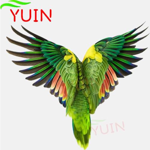 Back View of Flying Parrot Car Sticker Motorcycle Cars Accessories PVC Bumper Decoration High Quality Waterproof Decal 14*13cm
