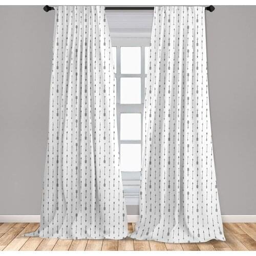 Arrows Window Curtains Retro Style Doodle Style Art Design with Arrows Boho Form Window Drapes with Rod Pocket