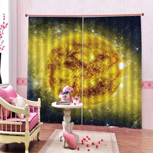 Custom Yellow earth curtain 3D Digital print for living room blackout curtains home drapes