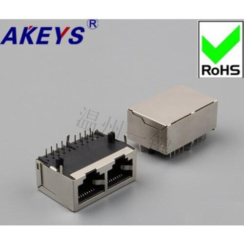 10pcs 5903 + LED-10P8C-rear foot network socket 90-degree crystal head seat horizontal RJ45 socket