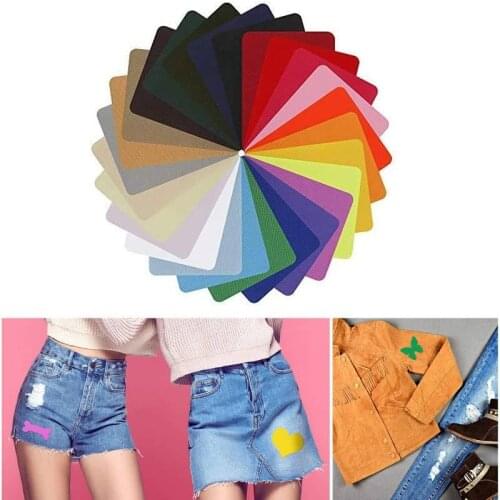 2Pcs Multicolor DIY Jeans Iron on Fabric Patches Denim Jean Repair Patches Clothing Repair Patch Kit for Jacket Jean Clothes