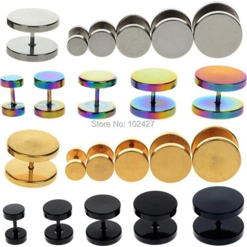 Imixlot 2Pcs 4 Colors Surgical Steel Fake Cheater Ear Plugs Gauge Earrings Body Jewelry Pierceing 6-14mm