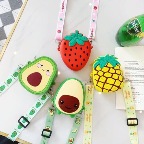 2021 Popular Fruit Shoulder Bags Soft Silicone Messenger Crossbody Bags Female Cute Cartoon Coin Wallet Portable Mini Handbags