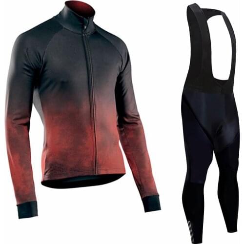 2021 Cycling Jersey Spring Cycling Clothing Long Sleeve Shirt Set Bib Pants Men Thin MTB Bicycle Cycling Tops N523
