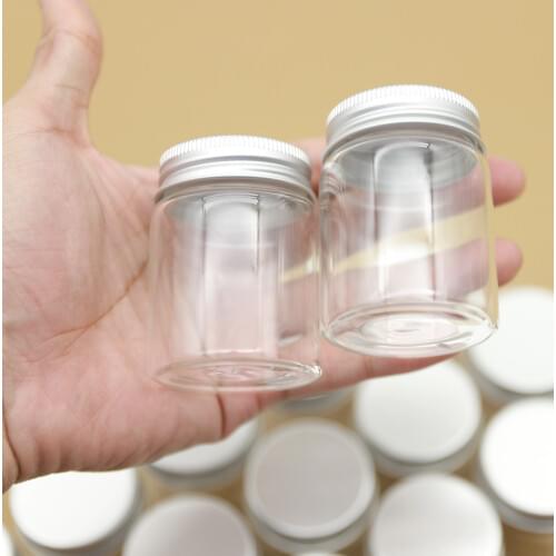 24pcs/lot 47*60mm 60ml small Glass vial Bottle jars Silver Screw Cap mini Jars DIY Craft Transparent jars empty bottles