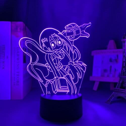 Brangdy 3d Lamp Anime My Hero Academia Tsuyu Asui Lamp for Bedroom Decoration Birthday Gift Tsuyu Asui Led Night Light Froppy