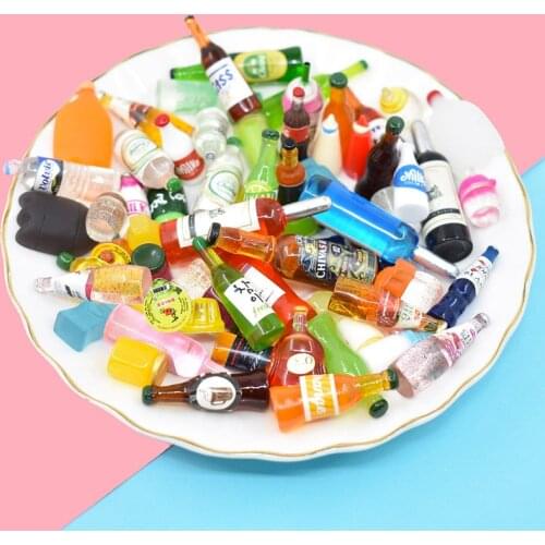 50pcs Slime DIY Toys Bottle Charms Miniature Beverage Bottle DIY Phone Case Decoration Resin Slime Polymer Supplies