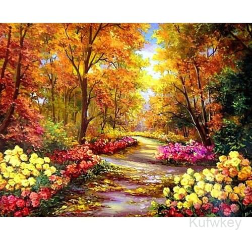 5D Diy Diamond Painting Cross Stitch Diamond Embroidery flower Autumn Forest Pattern Hobbies And Crafts Diamond Mosaic Kits,art