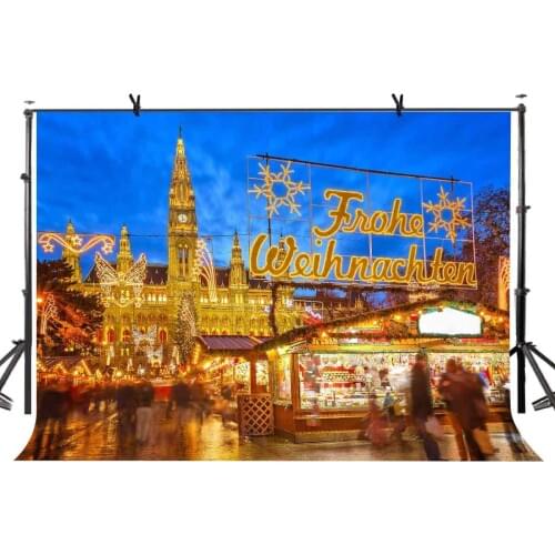 7x5ft Market Backdrop Brilliantly Illuminated European Bazaar Photography Background and Studio Photography Backdrop Props