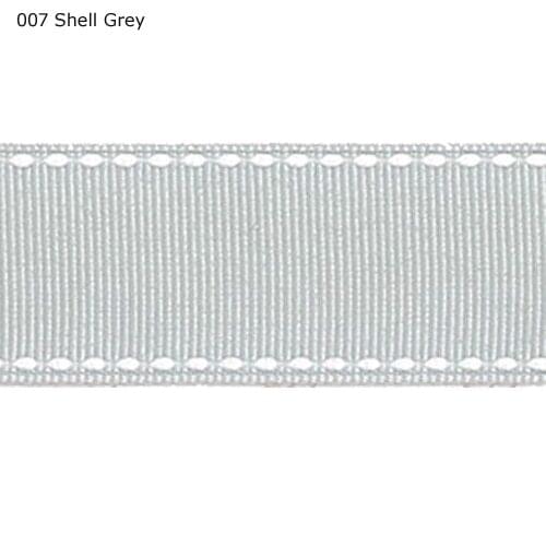5/8" inch 16mm white cross Shell Grey stitch ribbon